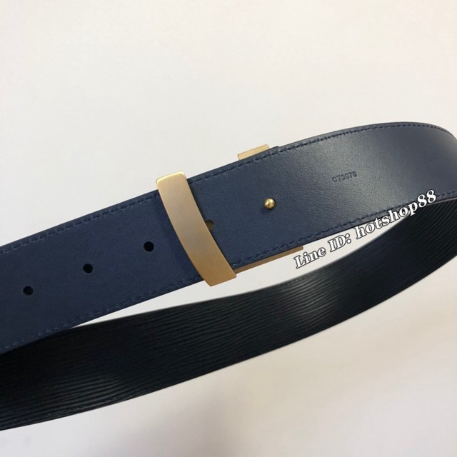 LV新款男士皮帶 路易威登水波紋腰帶  jjp2586